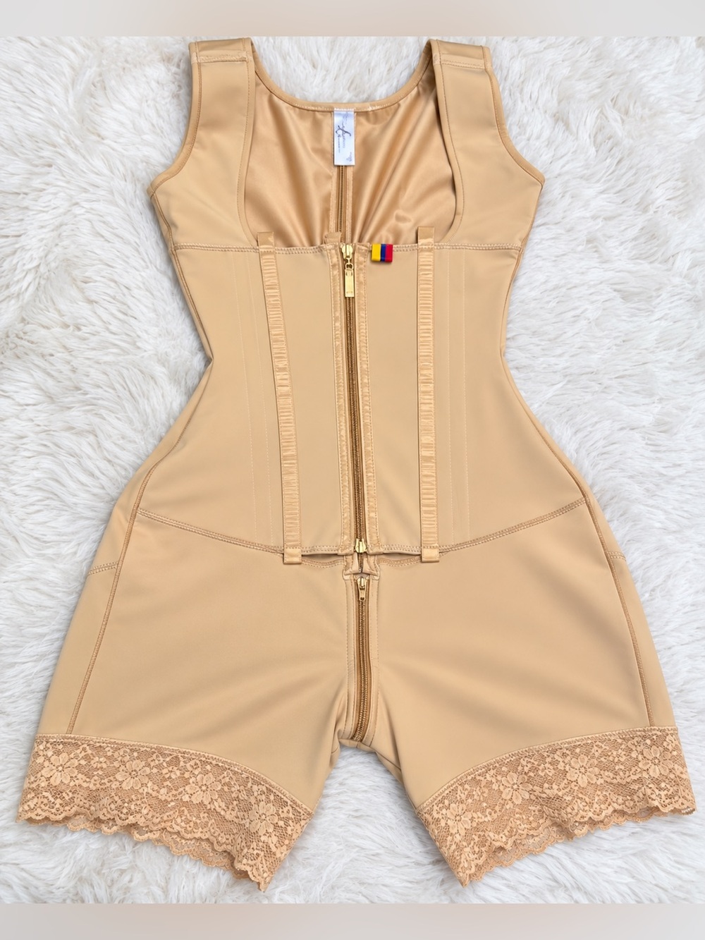 Colombian Faja Full Body High Compression Shapewear Beige Medium